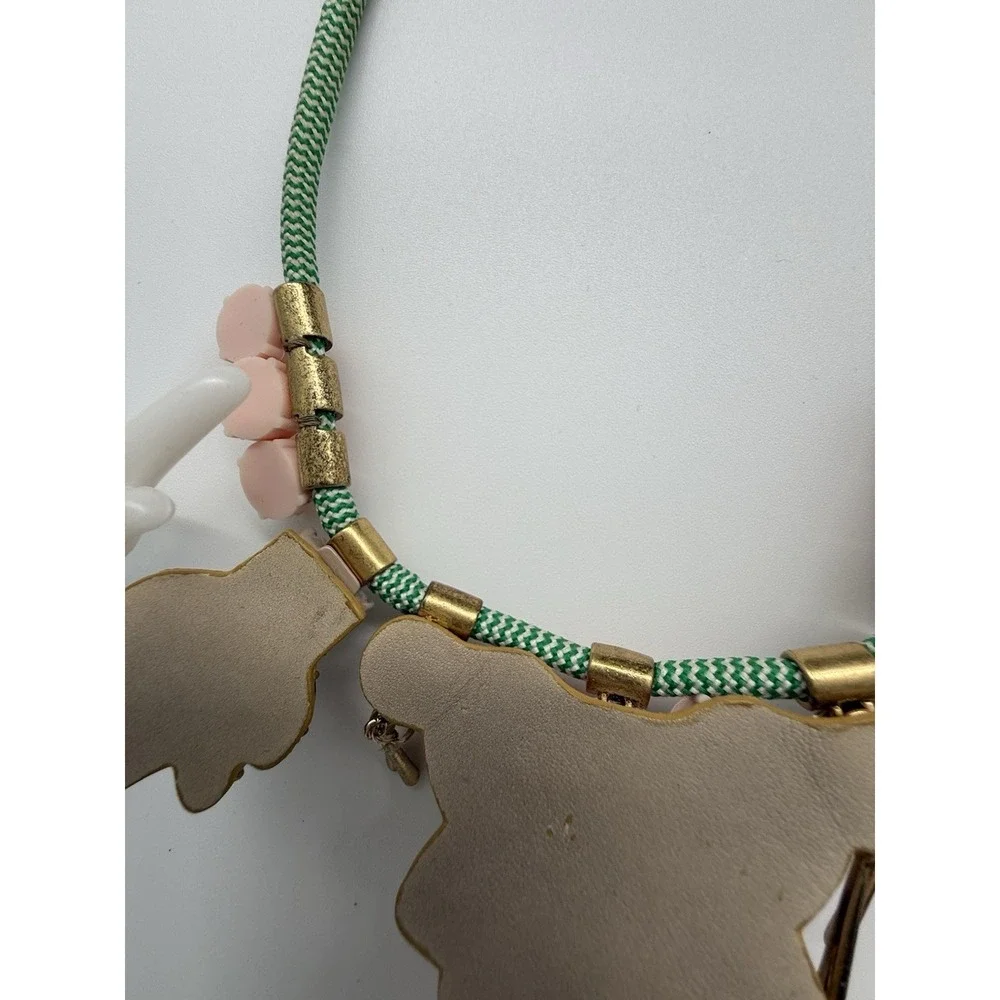 J.Crew Dragonfly Crystal Statement Necklace Multi-Color Light‎ Gold Ox Leather